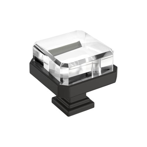Glacio Zinc & Glass Clear / Black Bronze Cabinet Knob 2