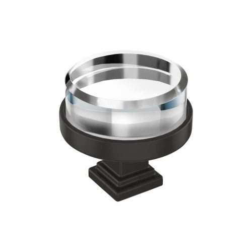 Glacio Zinc & Glass Clear / Black Bronze Cabinet Knob 1