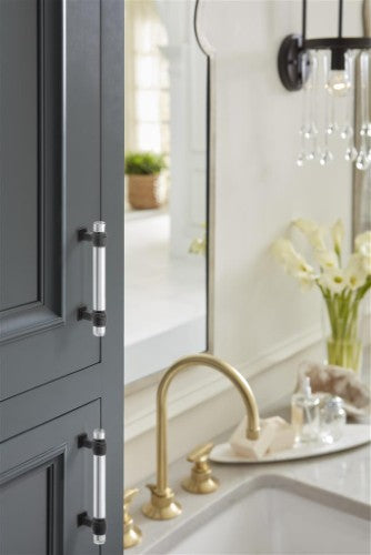 Glacio Zinc & Glass Clear / Black Bronze Cabinet Pull 16