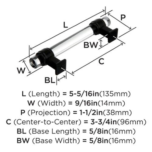Glacio Zinc & Glass Clear / Black Bronze Cabinet Pull 7
