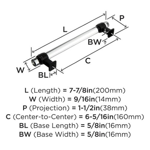 Glacio Zinc & Glass Clear / Black Bronze Cabinet Pull 9