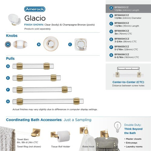 Glacio Aluminum & Glass Clear / Champagne Bronze Cabinet Knob 21