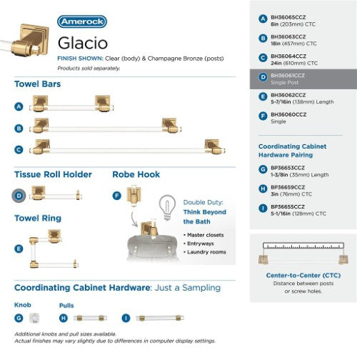 Glacio Zinc & Acrylic Clear / Champagne Bronze Toilet Paper Holder 6