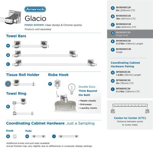Glacio Zinc & Acrylic Clear / Chrome Toilet Paper Holder 6
