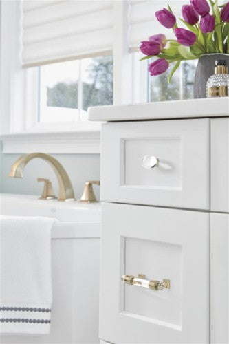 Glacio Aluminum & Glass Clear / Golden Champagne Cabinet Knob 12