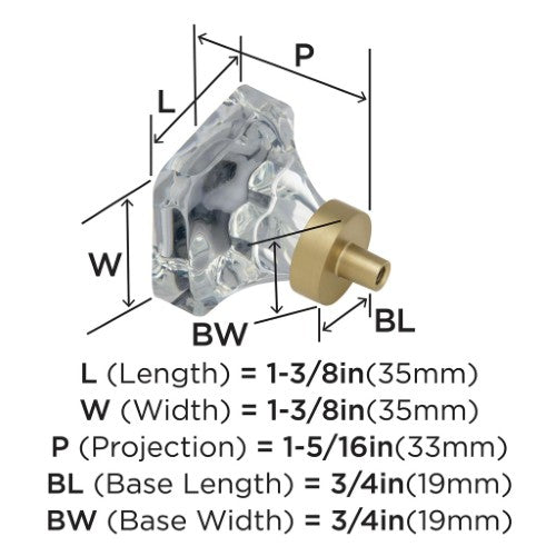 Glacio Aluminum & Glass Clear / Golden Champagne Cabinet Knob 5