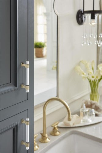 Glacio Zinc & Glass Clear / Golden Champagne Cabinet Pull 20