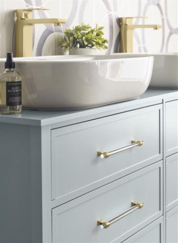 Glacio Zinc & Glass Clear / Golden Champagne Cabinet Pull 18