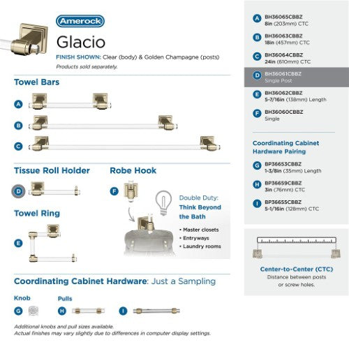 Glacio Zinc & Acrylic Clear / Golden Champagne Toilet Paper Holder 6