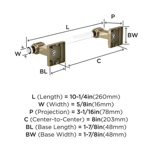 Glacio Zinc & Acrylic Clear / Golden Champagne Towel Bar 4