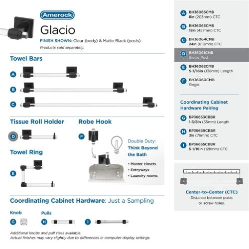 Glacio Zinc & Acrylic Clear / Matte Black Toilet Paper Holder 6