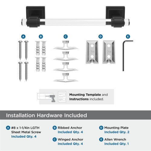 Glacio Zinc & Acrylic Clear / Matte Black Towel Bar 7