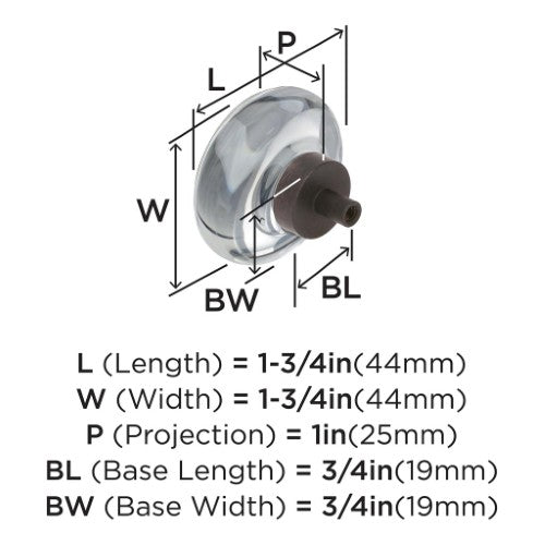 Glacio Aluminum & Glass Clear / Oil Rubbed Bronze Cabinet Knob 4