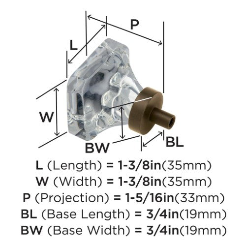 Glacio Aluminum & Glass Clear / Oil Rubbed Bronze Cabinet Knob 5