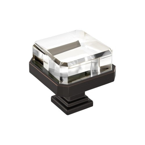 Glacio Zinc & Glass Clear / Oil Rubbed Bronze Cabinet Knob 2