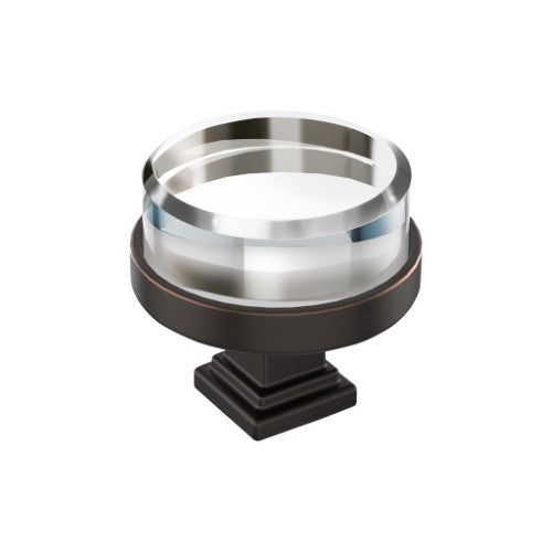 Glacio Zinc & Glass Clear / Oil Rubbed Bronze Cabinet Knob 1