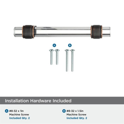 Glacio Zinc & Glass Clear / Oil Rubbed Bronze Cabinet Pull 12