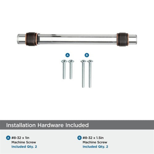 Glacio Zinc & Glass Clear / Oil Rubbed Bronze Cabinet Pull 13
