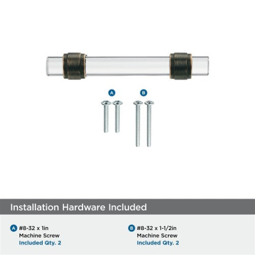Glacio Zinc & Glass Clear / Oil Rubbed Bronze Cabinet Pull 22