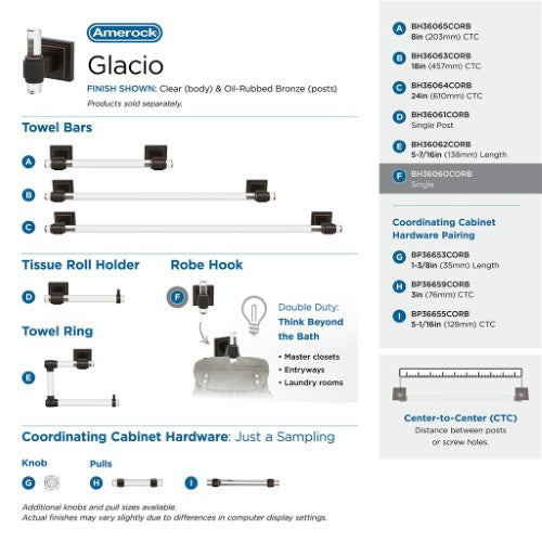 Glacio Zinc & Acrylic Clear / Oil Rubbed Bronze Hook 7