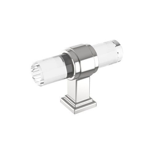 Glacio Zinc & Glass Clear / Polished Chrome Cabinet Knob 3