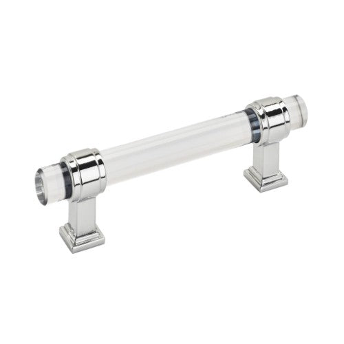 Glacio Zinc & Glass Clear / Polished Chrome Cabinet Pull 2