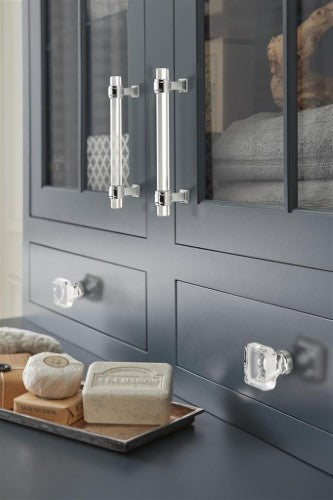 Glacio Zinc & Glass Clear / Polished Chrome Cabinet Pull 16