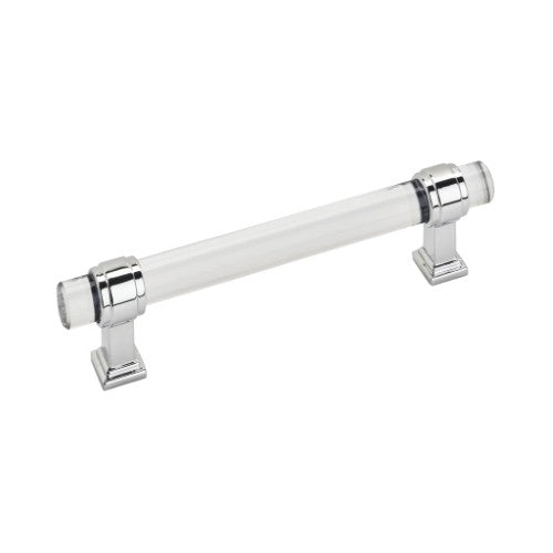 Glacio Zinc & Glass Clear / Polished Chrome Cabinet Pull 3