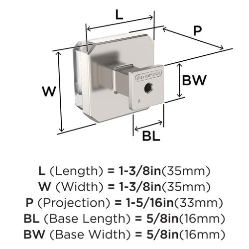 Glacio Zinc & Glass Clear / Polished Nickel Cabinet Knob 5