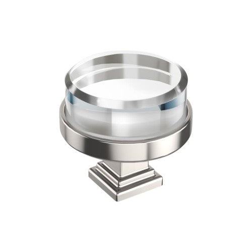 Glacio Zinc & Glass Clear / Polished Nickel Cabinet Knob 1