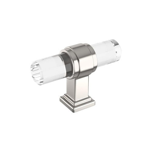 Glacio Zinc & Glass Clear / Polished Nickel Cabinet Knob 3