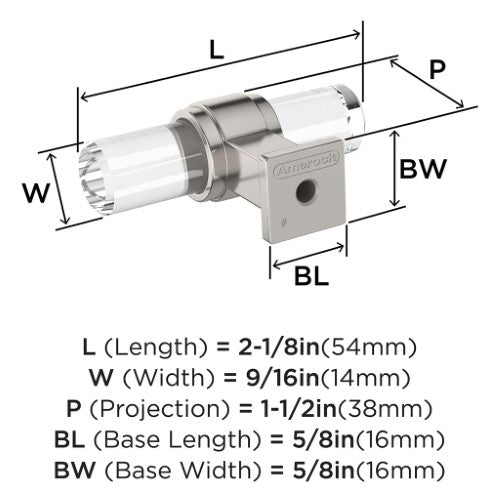 Glacio Zinc & Glass Clear / Polished Nickel Cabinet Knob 6