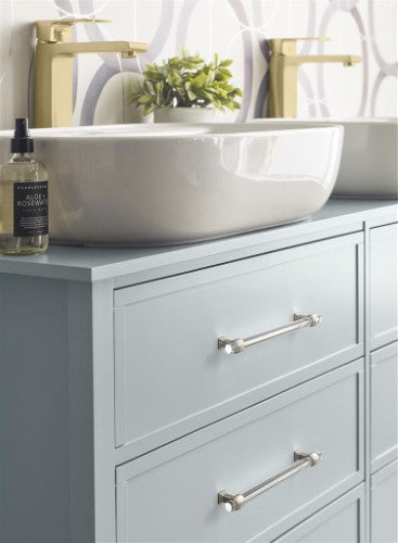 Glacio Zinc & Glass Clear / Polished Nickel Cabinet Pull 15
