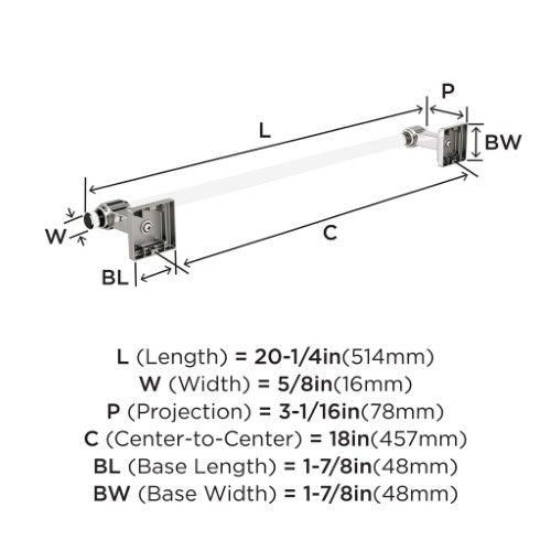Glacio Zinc & Acrylic Clear / Polished Nickel Towel Bar 5