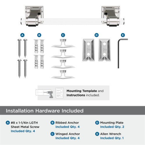 Glacio Zinc & Acrylic Clear / Polished Nickel Towel Bar 7