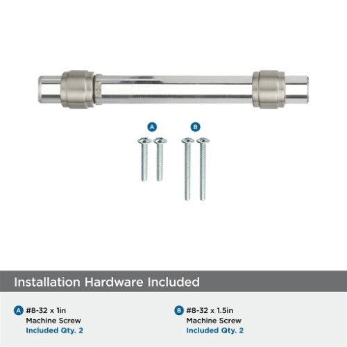 Glacio Zinc & Glass Clear / Satin Nickel Cabinet Pull 12