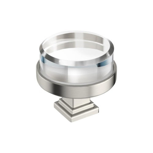 Glacio Zinc & Glass Clear / Satin Nickel Cabinet Knob 1