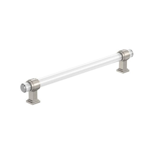 Glacio Zinc & Glass Clear / Satin Nickel Cabinet Pull 2