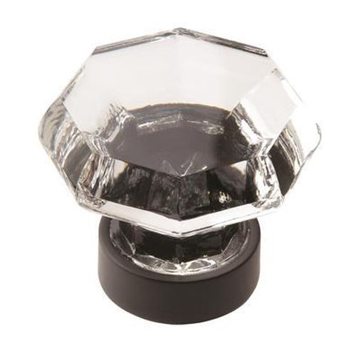 Traditional Classics Zinc & Tempered Glass Clear / Black Bronze Cabinet Knob 1
