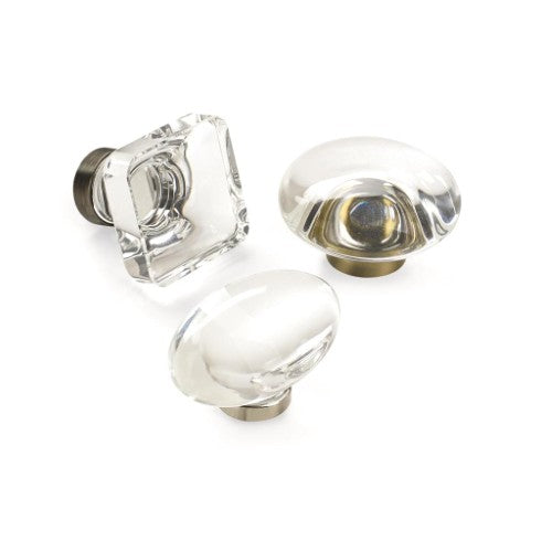 Glacio Aluminum & Glass Clear / Golden Champagne Cabinet Knob 18
