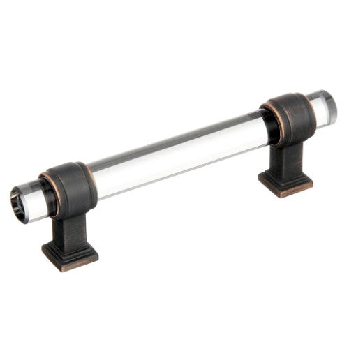 Glacio Zinc & Glass Clear / Oil Rubbed Bronze Cabinet Pull 3