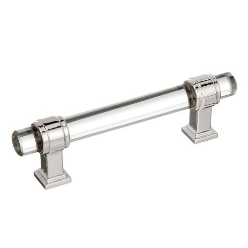 Glacio Zinc & Glass Clear / Polished Nickel Cabinet Pull 3