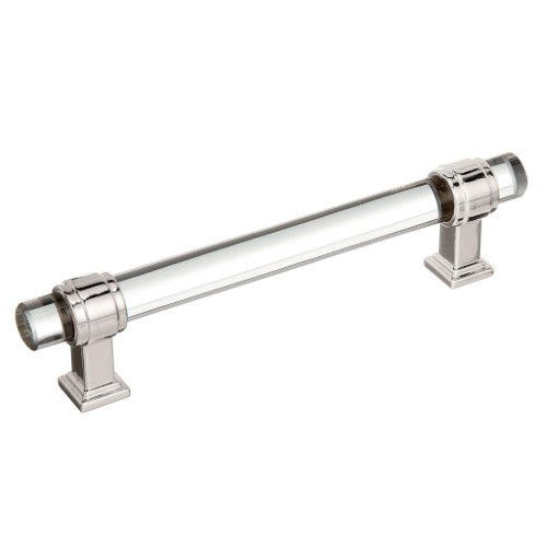Glacio Zinc & Glass Clear / Polished Nickel Cabinet Pull 4