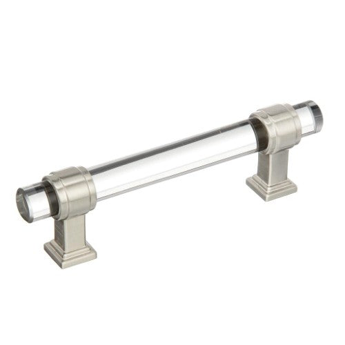 Glacio Zinc & Glass Clear / Satin Nickel Cabinet Pull 3