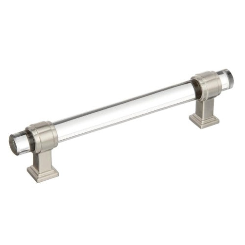 Glacio Zinc & Glass Clear / Satin Nickel Cabinet Pull 4