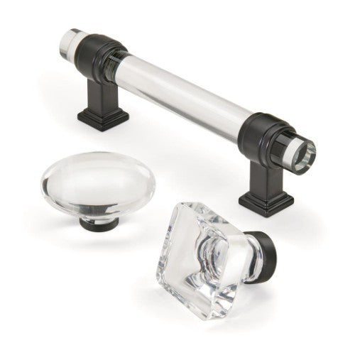 Glacio Aluminum & Glass Clear / Black Bronze Cabinet Knob 20