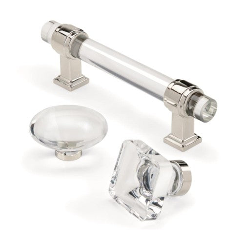 Glacio Aluminum & Glass Clear / Polished Nickel Cabinet Knob 15