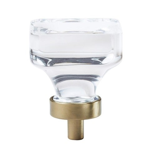 Glacio Aluminum & Glass Clear / Golden Champagne Cabinet Knob 2