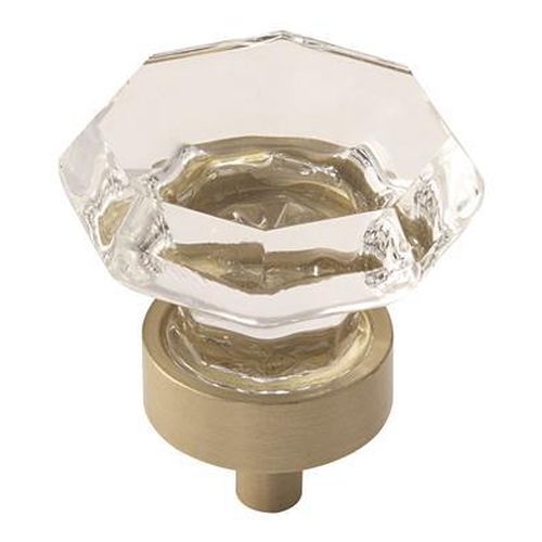Traditional Classics Zinc & Tempered Glass Clear / Golden Champagne Cabinet Knob 1