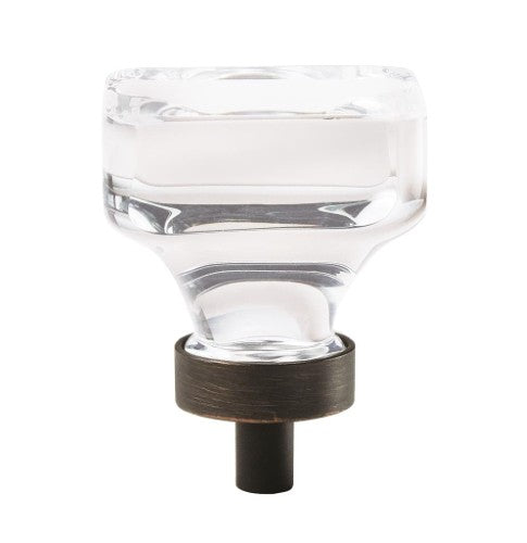 Glacio Aluminum & Glass Clear / Oil Rubbed Bronze Cabinet Knob 2